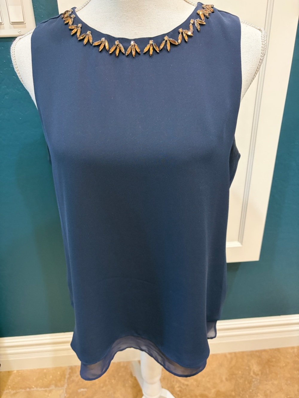 Violet & Claire navy blue sleeveless blouse